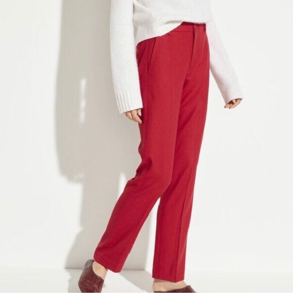 Vince Flannel Tailored Wool Blend Pants in Crimson Red Size 0 XS - Picture 9 of 15